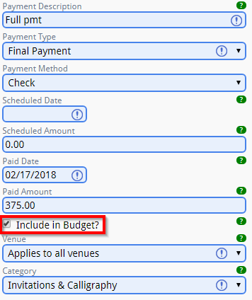 Budget vendor payment.