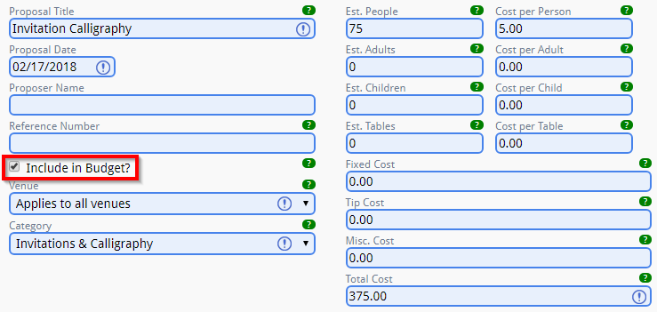 Budget vendor proposal.
