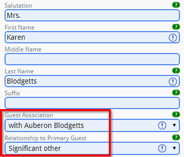 Guest list primary association
