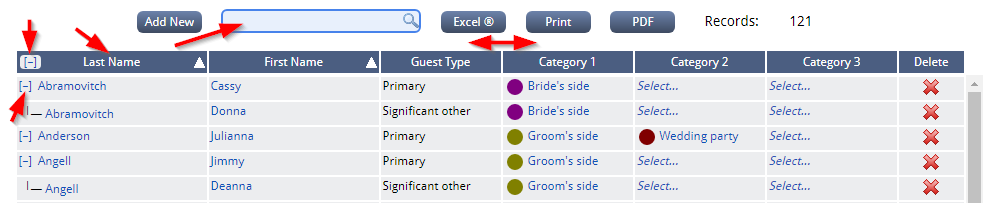 Guest list filtering