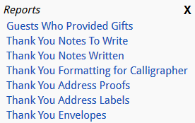Event checklist timeline thank you notes.
