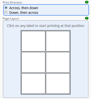 Labels sheet layout